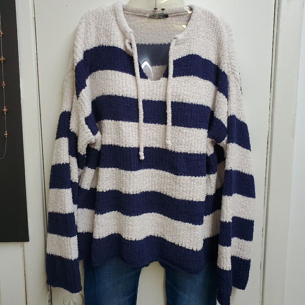 Fuzzy Striped Pullover Sweater